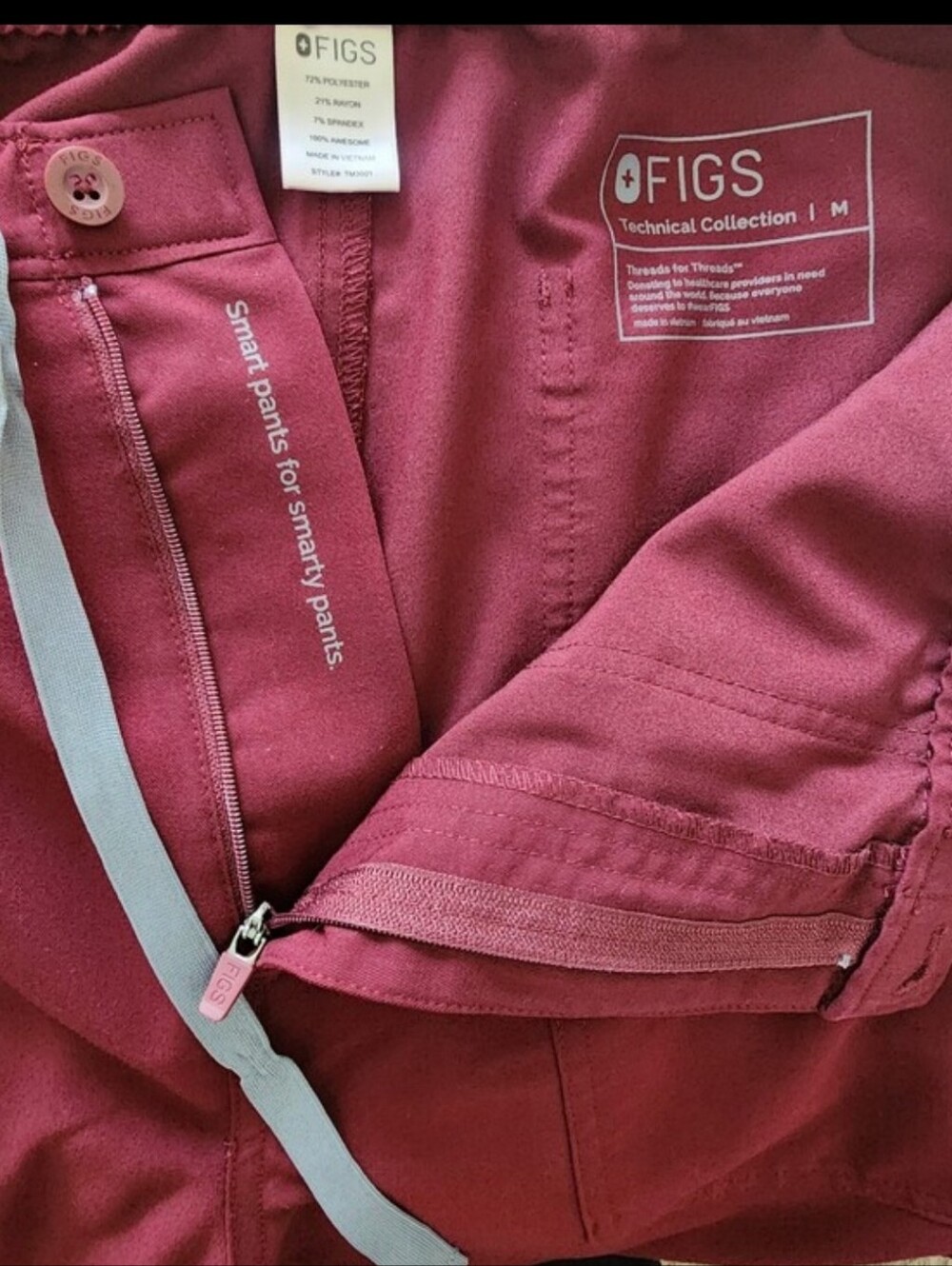 Figs Set Burgundy Mens Leon Scrub Top & Cairo Straught Leg Scrub Pant Size Med - Picture 9 of 16